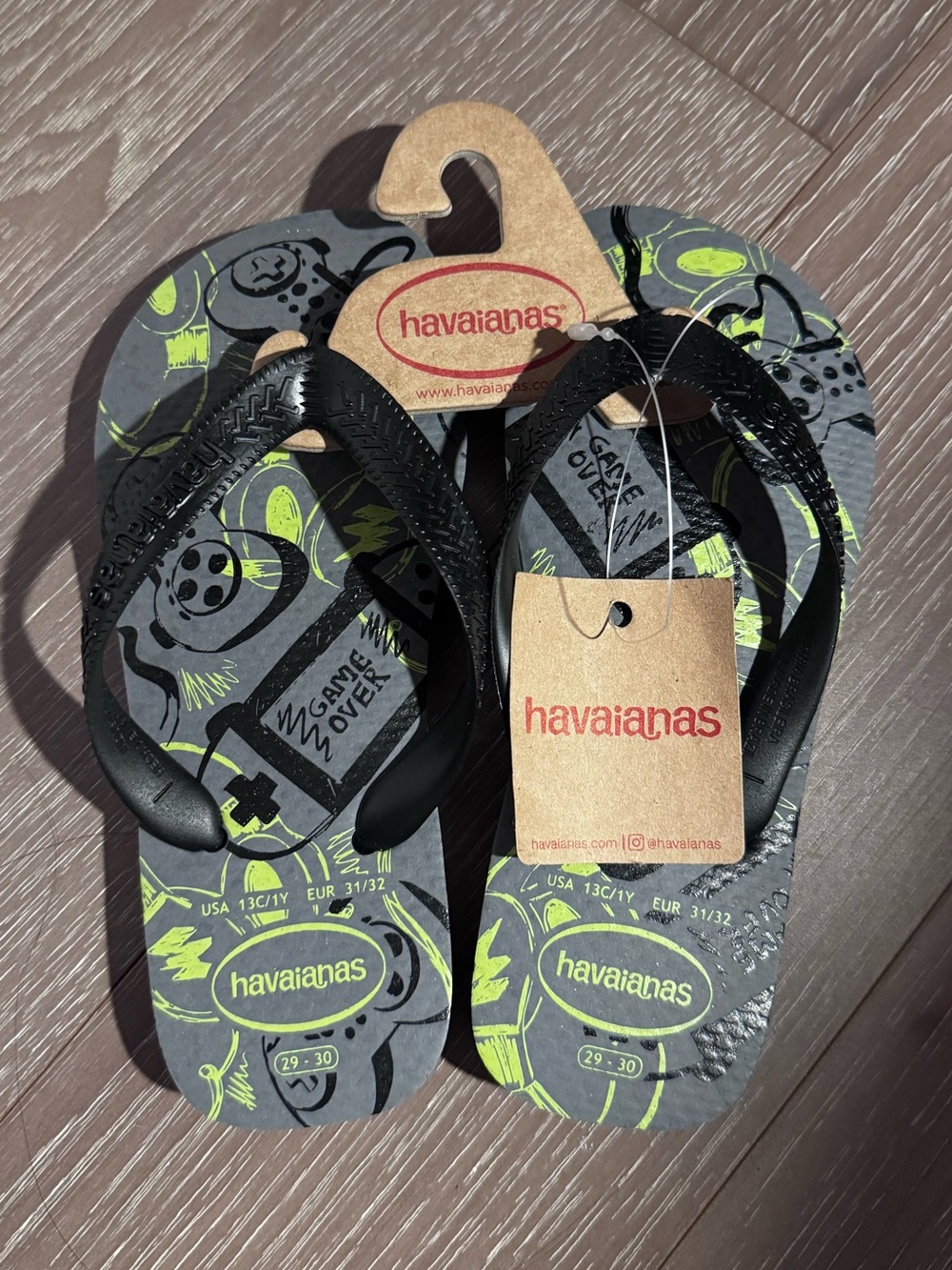 Havaianas Kids Flip Flops Gamer Theme Boys Sz 13 NWT Made In Brazil Beach Pool